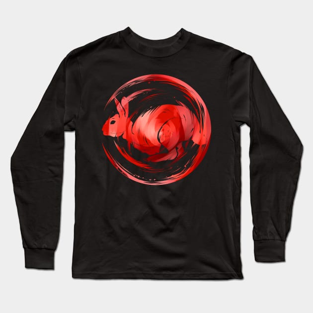 Red Round Rabbit Logo For 2023 Chinese New Year Long Sleeve T-Shirt by SinBle